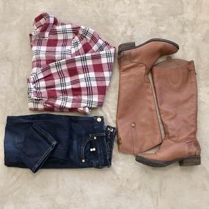 Impressions NWT  Red and Navy Plaid Flannel